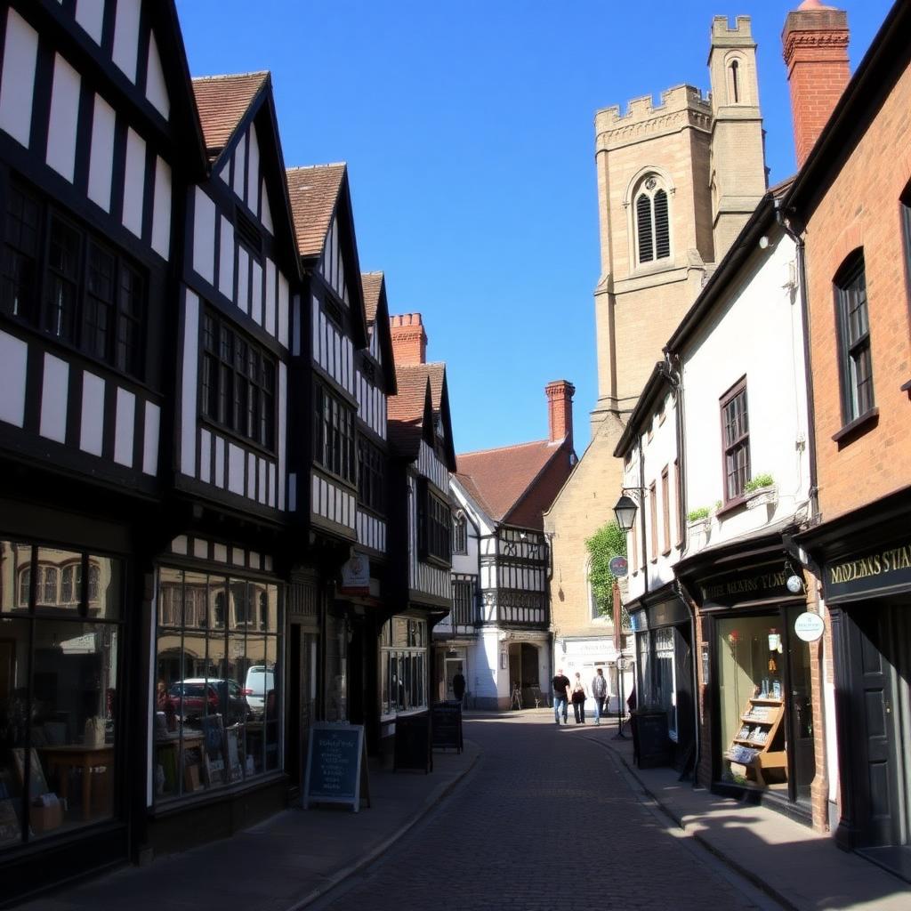 Historic Tudor timber-framed buildings in Nantwich town centre, Cheshire